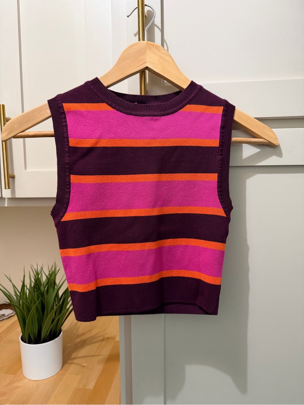 Zara Purple Pink Orange Striped Knit Tank